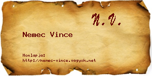 Nemec Vince névjegykártya